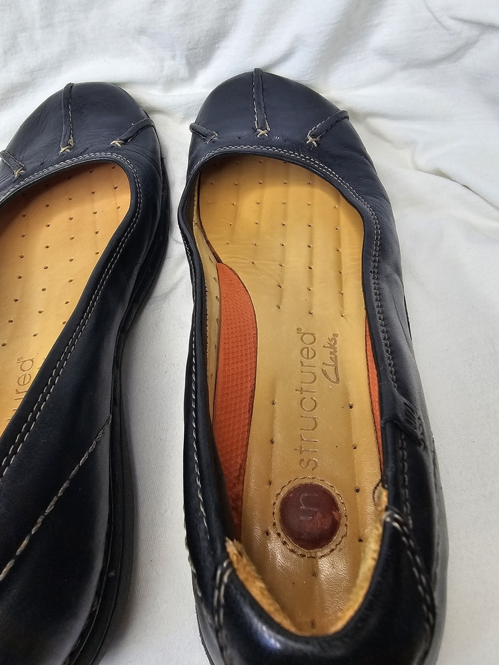 Y2K Clarks Unstructured Flat Shoes Rosily Brown Ballet Leather Loafer Slip On - Picture 10 of 16